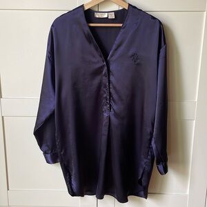 Victoria’s Secret Gold Label Nightgown Dark Blue Purple Medium Vintage Satin